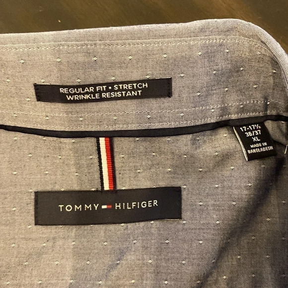 Tommy Hilfiger Mens Long Sleeve Button Shirt Blue/Grey Wrinkle Resistant XL NWT - Picture 2 of 8